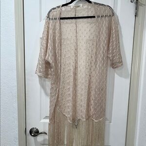 Liberty Love - Beige Fringe Open Cardigan